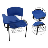 Kit 3 Cadeiras Universitárias Secretária Azul