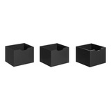 Kit 3 Caixa Baú Nicho Organizador Preto Fosco   Mpozenato Black