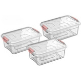 Kit 3 Caixa Box Cesto Organizador Transparente 3 Litros