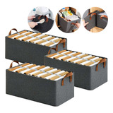 Kit 3 Caixa Organizadora Cesto Grande Guarda Roupa Dobrável