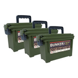 Kit 3 Caixas Bunker Box Munições E Kits De Limpeza Verde