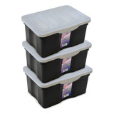 Kit 3 Caixas Cesto Organizador 5 Litros Com Tampa Multiuso