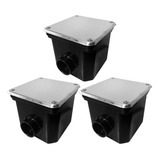 Kit 3 Caixas De Passagem Prolongador Para Piscina Tampa Inox
