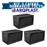 Kit 3 Caixas Organizadora Dobrável Cesto Branca 75 Litros