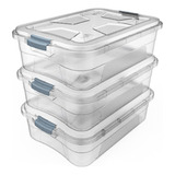 Kit 3 Caixas Organizadoras Transparente 10 Litros Com Travas