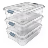 Kit 3 Caixas Organizadoras Transparente Multiuso 10 Litros