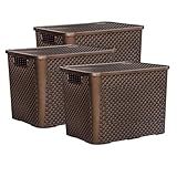 Kit 3 Caixas Rattan Organizadora 25litros