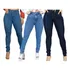 Kit 3 Calça Dins Feminina Cintura Alta Com Lycra Promoção