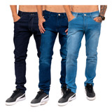 Kit 3 Calça Jeans Sarja Masculina Skinny Slim Lycra Colorida