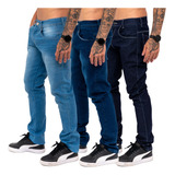 Kit 3 Calça Jeans Sarja Masculina Skinny Slim Lycra Colorida