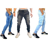 Kit 3 Calça Jogger Jeans Masculina Saruel Premium