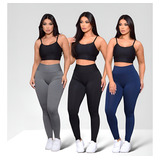 Kit 3 Calça Legging Feminina Lycra Suplex Elastano Academia