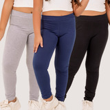 Kit 3 Calça Legging Infantil Básica Lisa Escolar Uniforme