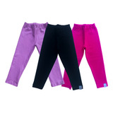 Kit 3 Calça Legging Infantil Em Algodão 01 A 06 Anos