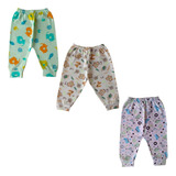 Kit 3 Calça Mijão Culote Estampada Para Bebê Malha Algodão