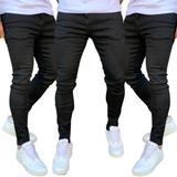 Kit 3 Calça Preta Masculina Jeans