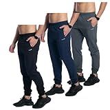 Kit 3 Calça Tactel Elastano Jogger Masculina Corta Vento Treino Academia Esportiva BR Alfa M Regular Regular Preto Marinho Chumbo 