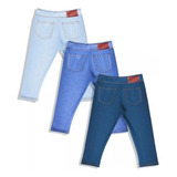 Kit 3 Calças Fake Jeans Miniboo Bebê Unissex Proteção 50 