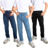 Kit 3 Calças Jeans Infantil Menino Juvenil Com Regulador