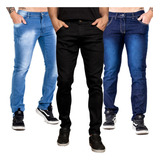 Kit 3 Calças Jeans Masculina Slim