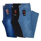 Kit 3 Calças Jeans Masculina Slim Original Elastano Full