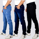 Kit 3 Calças Jeans Reforçada Elastano Tradicional Promoção