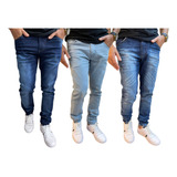 Kit 3 Calças Jeans Sarja Masculina Skiny C Laycra Atacado