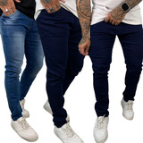 Kit 3 Calças Jeans Skinny Slim Tradicional Masculina Lycra