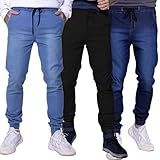 Kit 3 Calças Jogger Masculina Jeans Com Punho Elastico