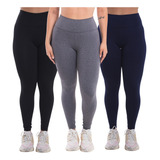 Kit 3 Calças Legging Feminina Academia Fitness Treino