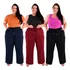 Kit 3 Calças Pantalona Plus Size Feminina Cintura Alta Bolso