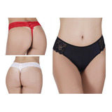 Kit 3 Calcinha Fio Renda Sexy Gordinha Sensual Plus Size