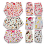 Kit 3 Calcinhas Bebe Tapa Fralda Algodão Graça Menina 1091