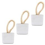 Kit 3 Calços De Porta Artesanal Peso De Porta Quadrado 1 3 Kg Cinza Com Alça Em Sisal E Base Protetora Perfeito Para Decoração 