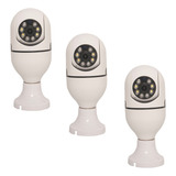Kit 3 Câmeras Lâmpada Ip Prova D água Giratória Noturna Wifi