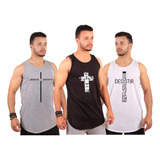 Kit 3 Camisa Camiseta Blusa Regata Masculina Longline Fitnes