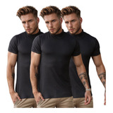 Kit 3 Camisa Canelada Masculina Blusa Gola Alta Americana