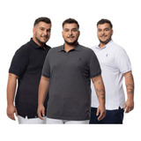 Kit 3 Camisa Polo Lisa Masculina Plus Size Golfe Class