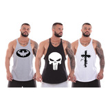 Kit 3 Camisa Regata Masculina Estampa Americana Super Cavada