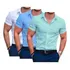 Kit 3 Camisa Social Manga Curta Luxo Slim Fit Masculina