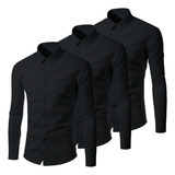 Kit 3 Camisa Social Manga Longa Slim Fit Pronta Entrega