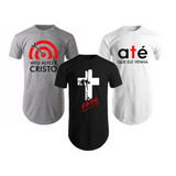 Kit 3 Camisas Blusas Camisetas Masculinas Longline Jesus