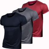 Kit 3 Camisas Dry Fit Academia Esportiva Com Proteção Uv