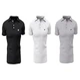 Kit 3 Camisas Gola Polo Voker Com Proteção Uv Premium - M - Preto- Branco E Cinza