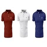 Kit 3 Camisas Gola Polo Voker Com Proteção Uv Premium - P - Vermelho, Branco E Azul