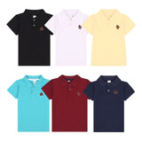 Kit 3 Camisas Polo Bebê Menino Manga Curta Piquet Casual