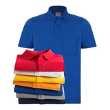 Kit 3 Camisas Polo Lisa Masculina Blusa Camiseta C/ Bolso 