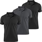 Kit 3 Camisas Polo Masculina Básica Lisa Detalhe 3 Frisos -BR- Alfa- G- Regular- Preto-Preto-Grafite-