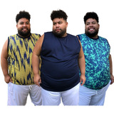 Kit 3 Camisas Regatas Masculina Plus Size Básicas Academia