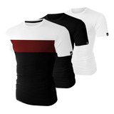 Kit 3 Camisas Slim Camiseta 100%algodão Personalizada+básica